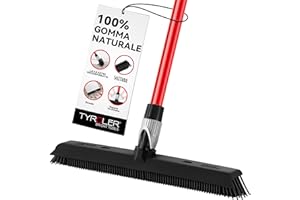 TYROLER BRIGHT TOOLS Tyroler 2 in 1 Tira Acqua & Scopa in Gomma | Testa di 41 cm Scopa Gomma per Pavimenti | Manico Antiruggine di 140 cm in Acciaio Inox e Resistente alla Ruggine | Perfetto per Tutte le Superfici