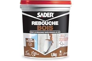 BOSTIK Sader Rebouche Bois en Pâte – Enduit de Rebouchage Extérieur et Intérieur – Pour Combler Trous et Fissures Jusqu'à 1 cm – Pâte Sans Solvant – Couleur Bois – 1 Pot 1,5 kg