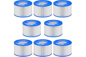 FOSUN Filter VI for Pool, Pack of 8 Filter Cartridges VI for Bestway Miami, Monaco Lay-Z-Spa, Vegas, Palm Springs, Flowclear Pool Filter Replaces Original Cartridge 58323