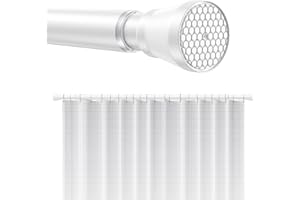 QINGYUN Shower Curtain Pole Extendable Curtain Poles 113-197cm Shower Curtain Rod no Drilling Tension Rods for Curtains Telescopic Extendable Curtain Rail for Windows,Bathroom,Wardrobe,Door