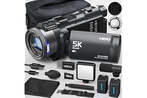 NBD Caméscope 5K 48MP F1.8 WiFi - Écran Orientable 270° & Zoom 16x - Youtube Vlogging Kit, Micro + 11 Filtres, 277g(Noir Profond)