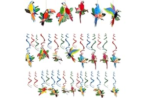 36 pcs Tropical Birds Honeycomb Cutouts, BOSOIRSOU Hanging Parrot Paper Cutouts Hawaiian Summer Beach Luau Party Decorations Safari Classroom Decoration Rainforest Jungle Decoration