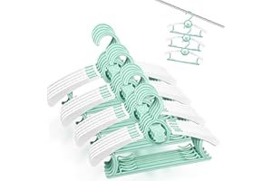 Fousenuk Juego de 20 Perchas Infantiles Verde, Perchas Ropa Ajustable para Bebés Plastico Antideslizantes con Ganchos de Osito Apilables, Ahorrar Espacio, para Ropa Infantil de Bebé