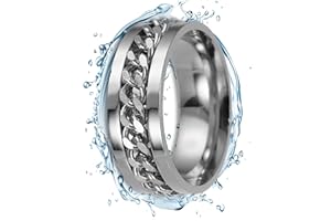 THE BLOQ VENTR 8MM Stainless Steel Rings For Men | Mens Ring Spinner Rings Silver Ring Mens | Mens Silver Ring Anxiety Ring Men Mens Pinky Ring For Men | Mens Rings Gold Cuban Ring WATERPROOF Mens Silver Rings