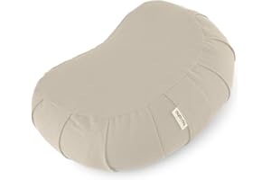 basaho CRESCENT Zafu Meditationskissen Yogakissen | Bio-Baumwolle | Buchweizenschalen | Abnehmbarer und waschbarer Bezug