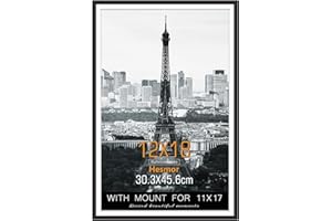 Hesmor Picture Frames 12 x 18 Inch Picture Frame Black Photo Frame Aluminum Acrylic Wall Mounting Single Poster Frame 30 x 45cm with Mat for 11x17 Inch Frame Portrait, Printing, Landscape