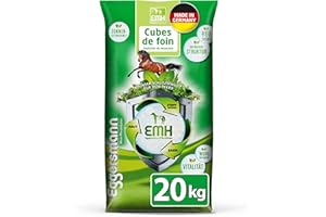 Eggersmann Mein Pferdefutter EMH Cubes de Foin 20 kg – Nourriture Brute à Base de Foin séché au Soleil idéal comme substitut Complet pour Chevaux et poneys – Nourriture pour Chevaux et poneys –