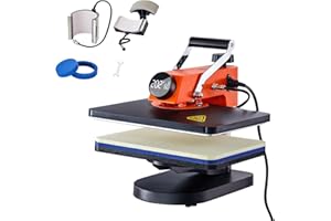 VEVOR Pressa a Caldo 42 x 40 x 39 cm Macchina per Sublimazione Digitale Oscillante a 360° Pressa di Calore 5 in 1, per Magliette, Striscioni, Borse in Tela, Tazze per Cuscini, Riscaldamento Rapido