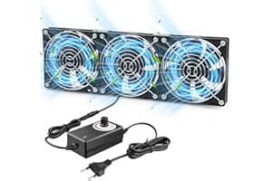 ZAKVOP Ventilateur PC 120mm ventilateurs pc silencieux fan 12V avec 3 vitesses réglables, portable pc ventilateur AC 220V - 240V, pour TV, radio, routeur (3)