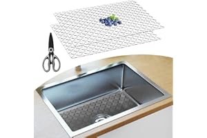 MLIJZARD Sink Liner, Pack of 2 Sink Mats, Can Be Cut to Size for Stainless Steel and Ceramic Sinks, 40 x 30 cm Insert Sink with Scissors, Easy to Clean, Non-Slip, Transparent2