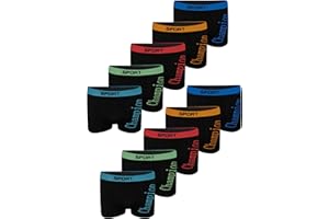 LOREZA ® 10 Garçons Boxers en Microfibre sous-vêtements Caleçons sans Couture 10-16 Ans
