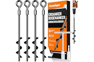 Pamofuper Ancoraggi a Terra per Trampolino da avvitare, Set di 4 ancoraggi per Trampolino Resistenti per Tende, altalene, tettoie, Campeggio, Resistenti al Vento Forte, antiruggine