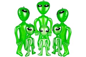 LZMDISU 6 Pcs Halloween Alien Inflatable, 35 Inch Big Inflatables Alien and 21 Inch Small Alien Inflates Balloon for Alien Party, Halloween, Christmas, Birthday Decoration (Green)