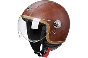JIANJUD Casco de moto retro Adultos Cascos de moto jet Casco de seguridad Personalidad Medio casco de moto vintage, Para Street Bike Cruiser Chopper Moped Scooter Motocicleta Casco cómodo A,XL