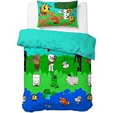 Jay Franco Minecraft Creative Fashion 100% Cotton Children's Bedding Set 135 x 200 cm Single Bed Size &ndash; Duvet Cover + Pillowc