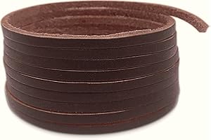 Creavvee Flat Genuine Real Leather Strip Bead Thong Cord Braiding String Threads Lace Cowhide Craft for Jewelry Making Necklace Bracelet, 3mm x 3m, Dark Brown