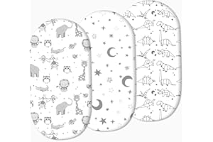 Couxily Lenzuola Carrozzina Neonato Lenzuola per Carrozzina Coprimaterasso Navicella Neonato Lenzuola da culla Bebè Bambino 100% cotone Lenzuola Navicella Neonato (3 Pezzi - 05)