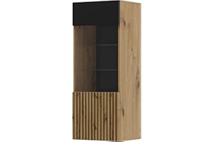 BIM Furniture Auris - Vitrina de cristal (115 cm), color negro mate