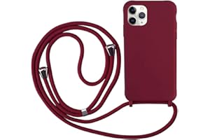 Ququcheng Kompatibel mit iPhone 12/12 Pro(6.1") Hülle,Handykette Hülle Silikon Seil Necklace Handyhülle mit Kordel Tasche TPU Bumper Schutzhülle für iPhone 12/12 Pro(6.1")-Rot