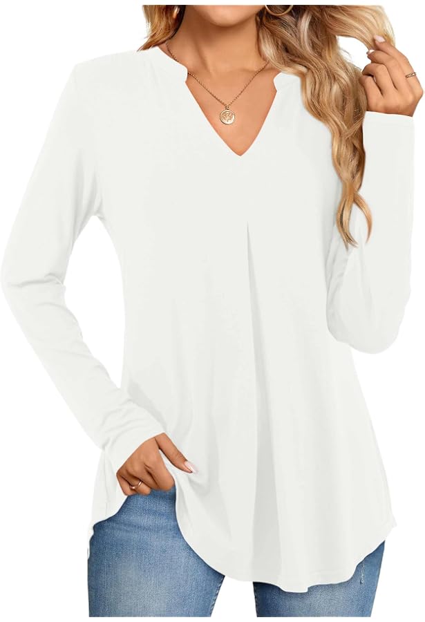 Beluring Women's Summer V-Neck Short Sleeve Top - Casual Basic Tee In Rayon/Spandex Blend - View #6