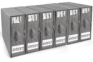 Protado SheetCube Bed Sheet Organizers and Storage, 6 Pack Sheet Folder Organizer with Reinforced Handles, Clear Windows, Sturdy Zipper, Linen Closet Organizer for Bedding Clothes Blankets