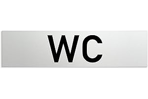 Türschilder24 Aluminium WC - Toiletten Türschild WC 160 x 40 x 1,5mm (Oberfläche veredelt) • Selbstklebend