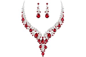 Clearine Parure Bijoux Femme Mariage Cristal Strass Multi Fleurs Gouttes d'eau Collier et Boucles d'oreilles Clair Ton d'argent