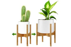 RHtvrll Blumenständer, Bambus Pflanzenständer, Verstellbarer Blumenregal, Blumentopfständer Topfgestell für Innen- & Außenbereiche, Passen Sie 8-12 Zoll Blumentöpfe (1 Pcs)