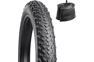 YunSCM Lot de 1 Fat Bike Pneus 26x4.0 ETRTO 100-559 et Lot de 1 Fat Bike Chambres à air 26x4.0 AV32mm Valve Compatible 26x4.0 Pneu et Chambres à air(Noir)