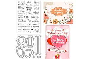 ORIGACH Sentiment Words Clear Stamp and Dies Set for DIY Scrapbooking Album Decorative Card Making