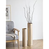Grand Vase De Sol Noir Tissé - Set De 2 Hauteurs 70 Et 55 Cm - Déco Moderne Salon Et Chambre