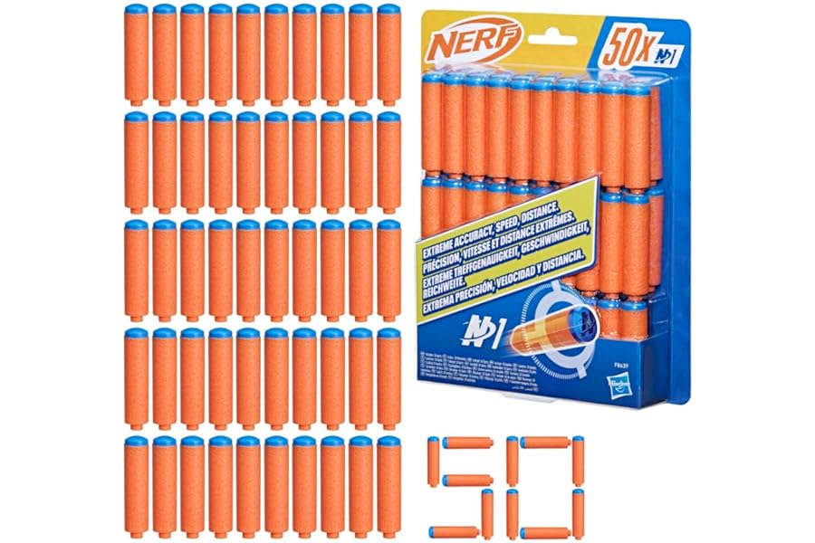 Nerf N Series N1 Darts for Blaster Toys for Kids, 50 Official N1 Foam Darts for Launchers