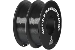 GEEETECH Filament PLA 1,75 mm, do drukarki 3D, filament PLA, 2 szpule, czarny i czarny, 2 kg