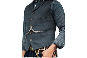 Ceehuteey Mens Suit Vest Waistcoat Tweed Retro V Neck Wool Herringbone for Prom