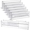 Yafe 6 Pack Drawer Dividers, Adjustable Drawer Organiser Divider(11.8"-19.7"), Extendable Plastic Drawer Dividers for Kitchen Bedroom Office Desk Dresser Cosmetic Clothing(Transparent)