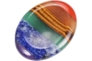 AHLMA Worry Stone Edelsteine Heilsteine Handschmeichler Stein Kann Freude Bereiten Ängste Lindern die Stimmung Wiederherstellen und Ihre Körperliche und Geistige Gesundheit Fördern (Oval)