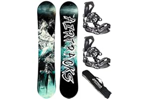 AIRTRACKS Snowboard Set/Pack/Planche Under Wide Zero Rocker + Fixations Master + SB Sac / 156 159 163 165 cm