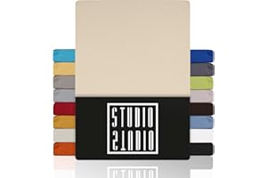 ‎STUDIO STUDIO Basic Spannbettlaken 200x220cm – Jersey-Spannbetttuch aus 100 % gekämmter Baumwolle – Creme – Öko-Tex Zertifiziert, bügelfrei & elastisch – für Matratzen 15–35 cm