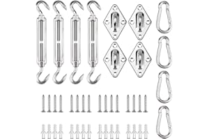 HHOOMY Kit de Montaje para Toldo, Accesorios para Toldo Tornillo Tensor de Acero Inoxidable Juego de Montaje de Mosquetón con Tornillos para La Instalación Segura de Velas Solares Cuadradas y Triangulares