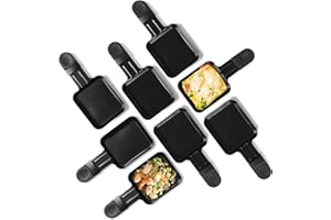 FUNSONJOY Raclette Pfännchen Mini 8 Stücke Antihaftbeschichtet Grill Pfännchen Grillpfännchen Viereckig Mini Raclette Grill mit 8 Holzschaufel für Universal Elektrogrill Käse Eier