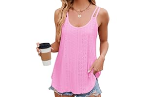 Letni damski podkoszulek spaghetti z haftem z oczkami na ramiączkach damski bez rękawów okrągły dekolt tank top tank topy dla kobiet