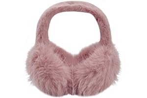 Mtbricey Foldable Fluffy Plush Ski Ear Covers - Earmuffs for Windproof Protection - Cute Winter Headband Ear Warmers for Girls & Women