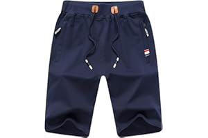 JustSun Mens Shorts Casual Sports Joggers Shorts with Elastic Waist Zipper Pockets