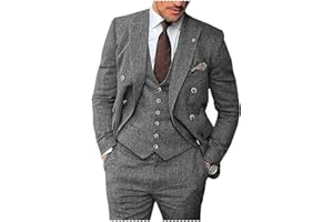 Solovedress Costume pour homme 3 pièces classique en tweed pour mariage (blazer + gilet + pantalon)