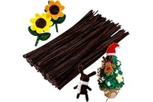 SUVSOON 100 PCS Pipe Cleaner Chenille Stem, Dark Brown Pipe Cleaner For Crafts Handy Disposable Cleaning Tool—6 mm x 12” for DIY Art Craft Decorations
