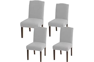 ‎GRANBEST Granbest Hohe Dehnung Stuhlhussen, Universelle Passform Jacquard Esszimmerstühle Bezüge, Abnehmbare Stuhl Protektors für Esszimmer, Küche, Restaurant und Hotel (Set von 4, Silbergrau)