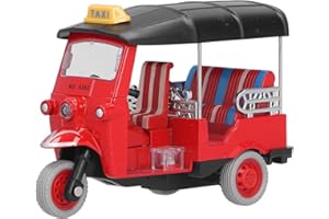 Zabawka trójkołowa VGEBY. Odciągnij tajski trójkołowy symulator stopu Tuk Tuk samochód model zabawka pojazd zabawka (czerwony)