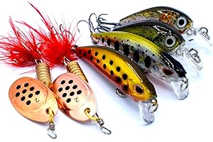 Trifyd - Juego de 6 señuelos de Pesca para Trucha y Cuchara giratoria
