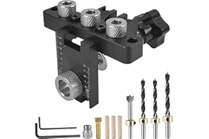 ZPSNDP Set da 14 Pezzi Dima per Spinatura Legno, Alluminio Dima per Fori a Tasca, 8/10/15 MM Spinatrice per Legno, 3 In 1 Fori a Tasca per Legno, Set di Punte di Posizionamento. (nero)