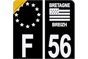 HADEXIA Autocollant Sticker Plaque d'immatriculation Moto Département 56 Morbihan Noir